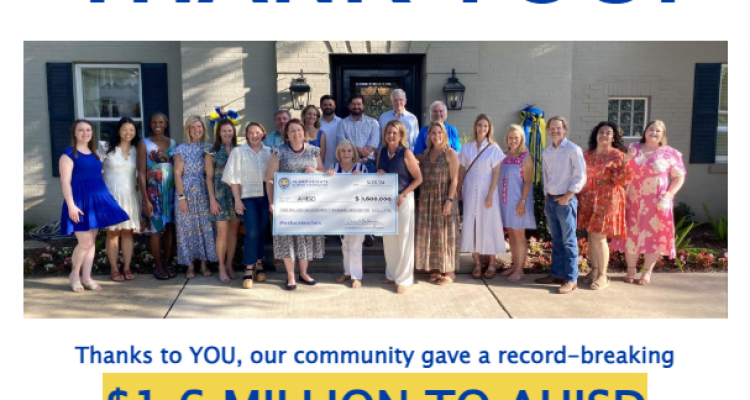 Thank You, Donors! $1.6 Million to AHISD!