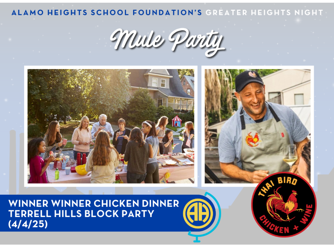 Greater Heights Night 2024 - Mule Party Auction - Winner Winner Chicken Dinner - Terrell Hills Block Party on April 4th
