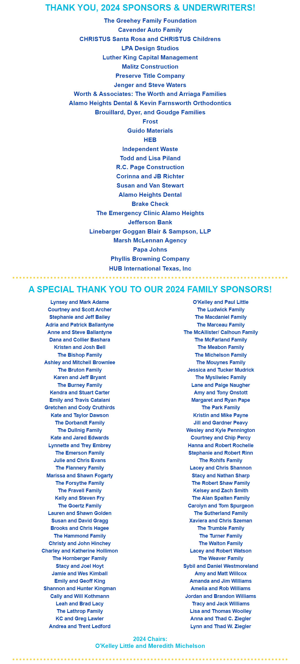 Thank You, 2024 Sponsors & Underwriters!