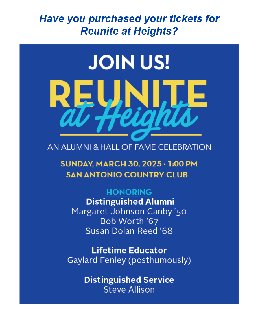 Heights Happenings Dec 23 - Join us at Reunite at Heights