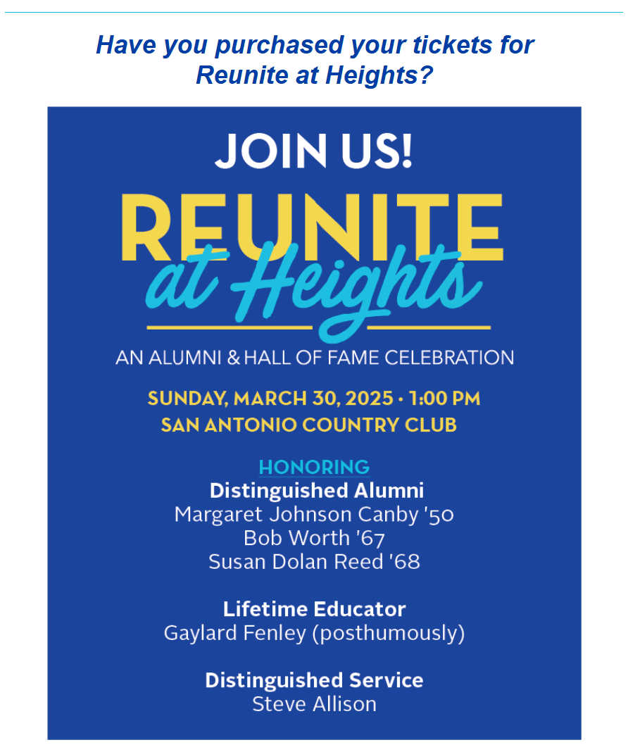 Heights Happenings Dec 31 - Join us at Reunite at Heights