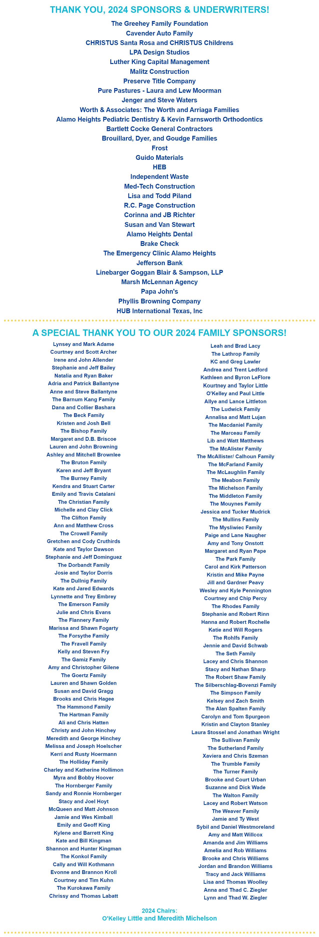 Greater Heights Night 2024 - Thank you, Sponsors and Underwriters